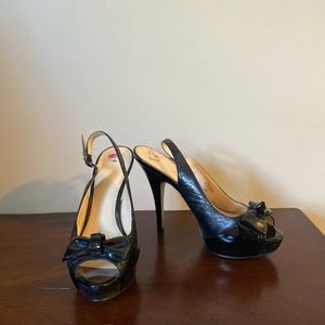 Black Enzo Angeloni peep toe pumps 8.5
